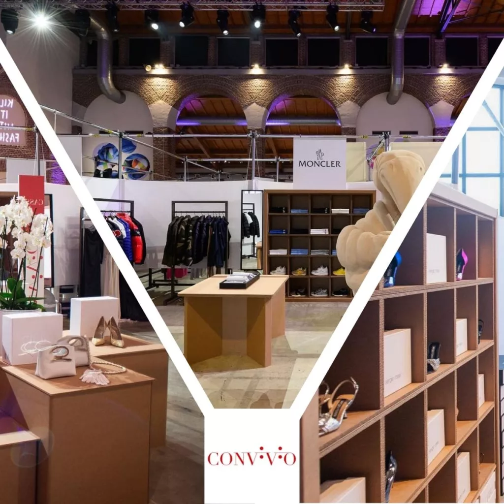 Cardboard events at Convivio Milano - event set-up and stands