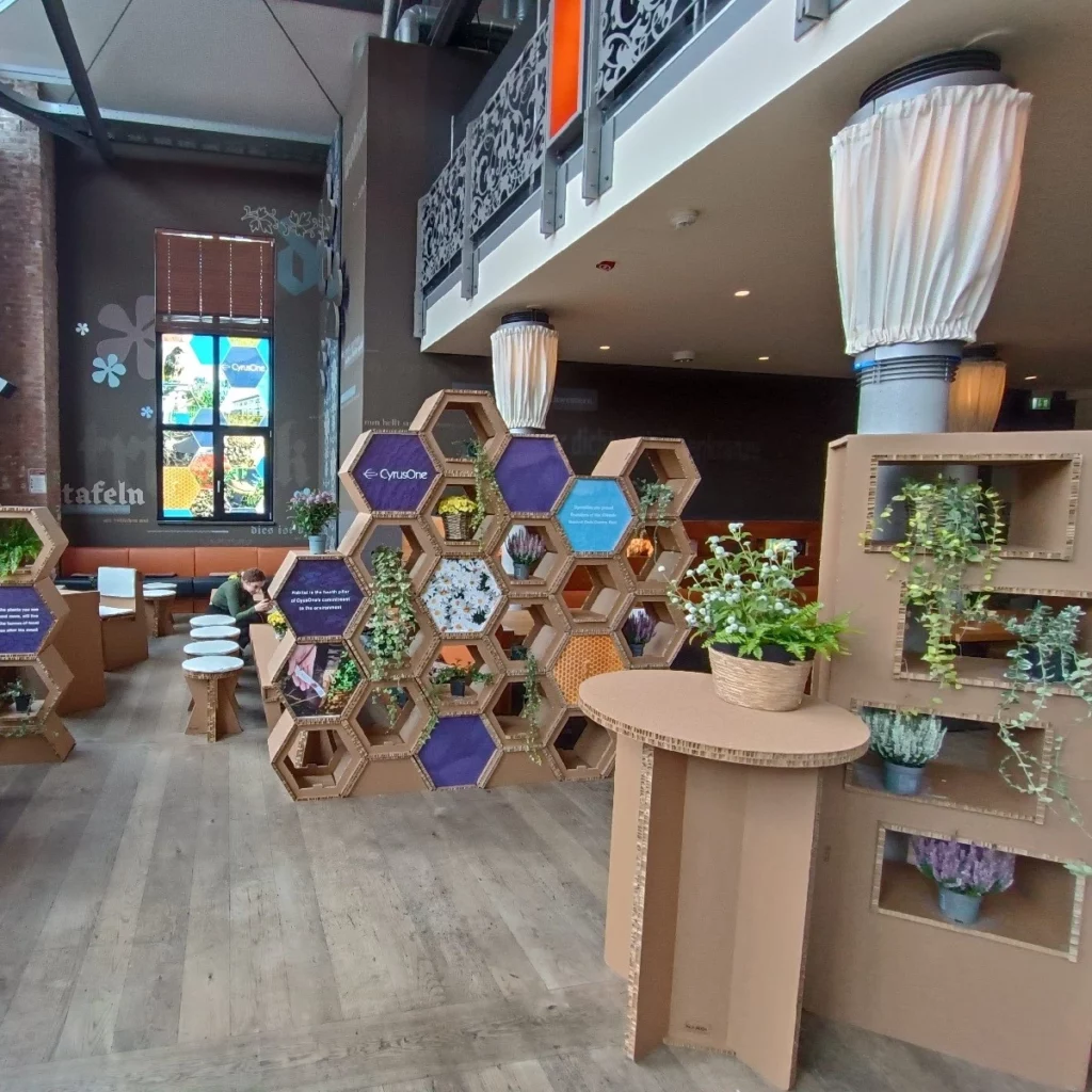 Cardboard furniture for events - event and stand set-up