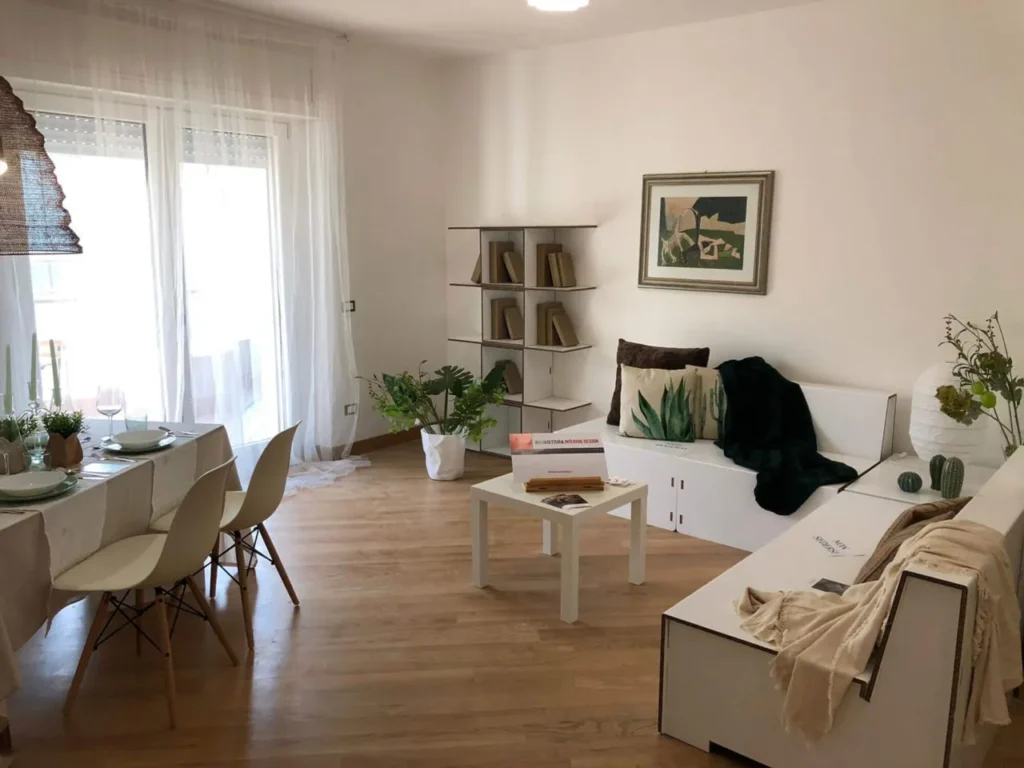 Living room furniture for home staging in cardboard