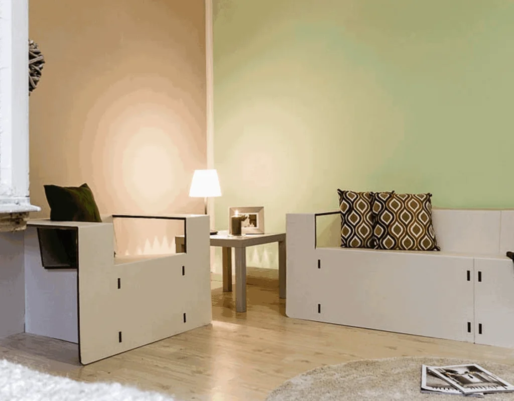 canapés et fauteuils en carton