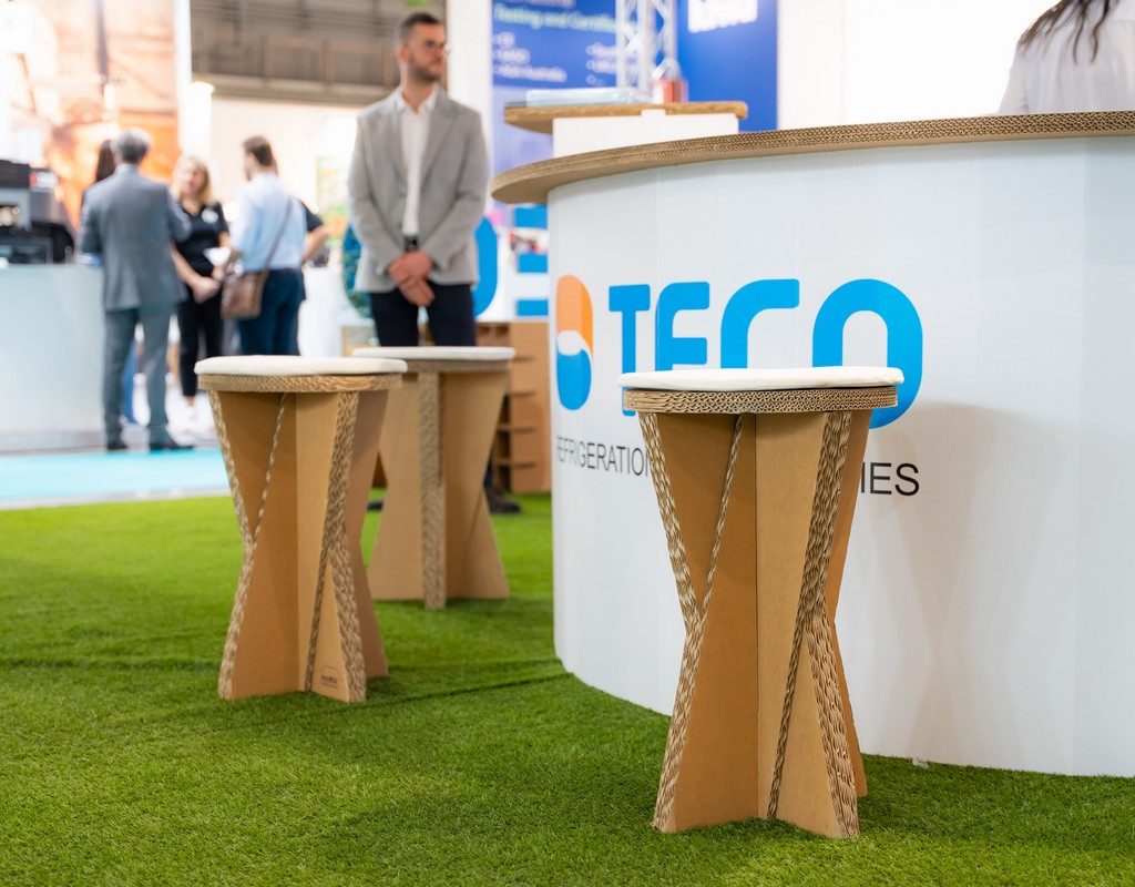 reception in cartone per stand e fiere ecologica